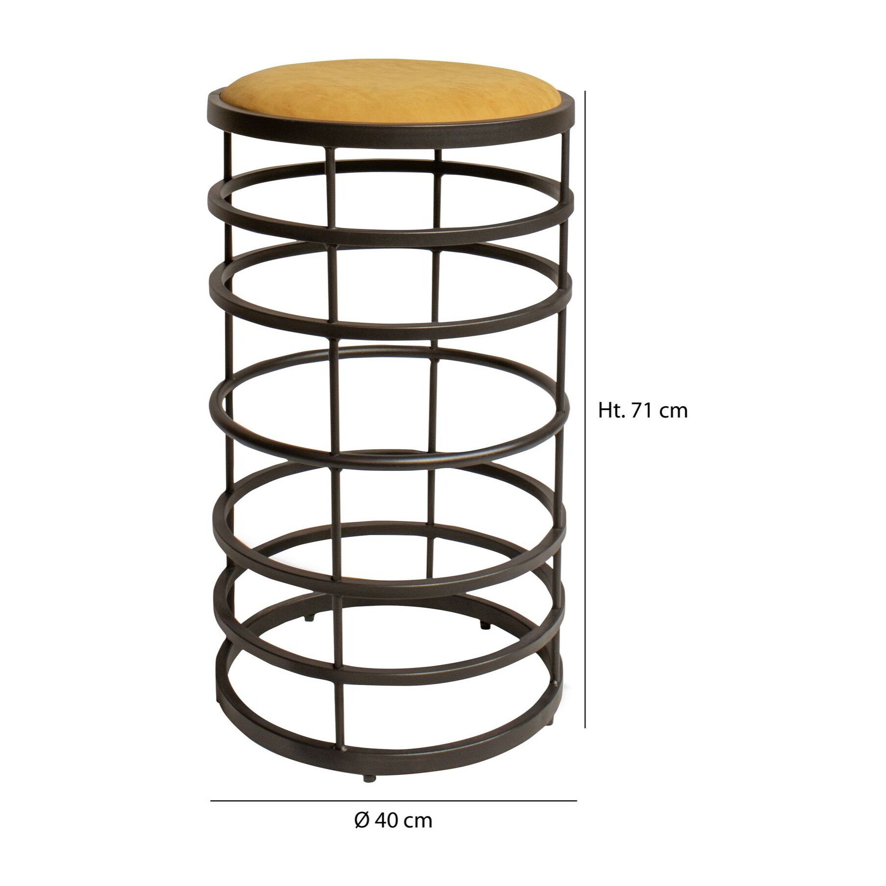 TABOURET DE BAR EN MÉTAL NOIR SIMILI CUIR CAMEL HAUTEUR 71CM TOM