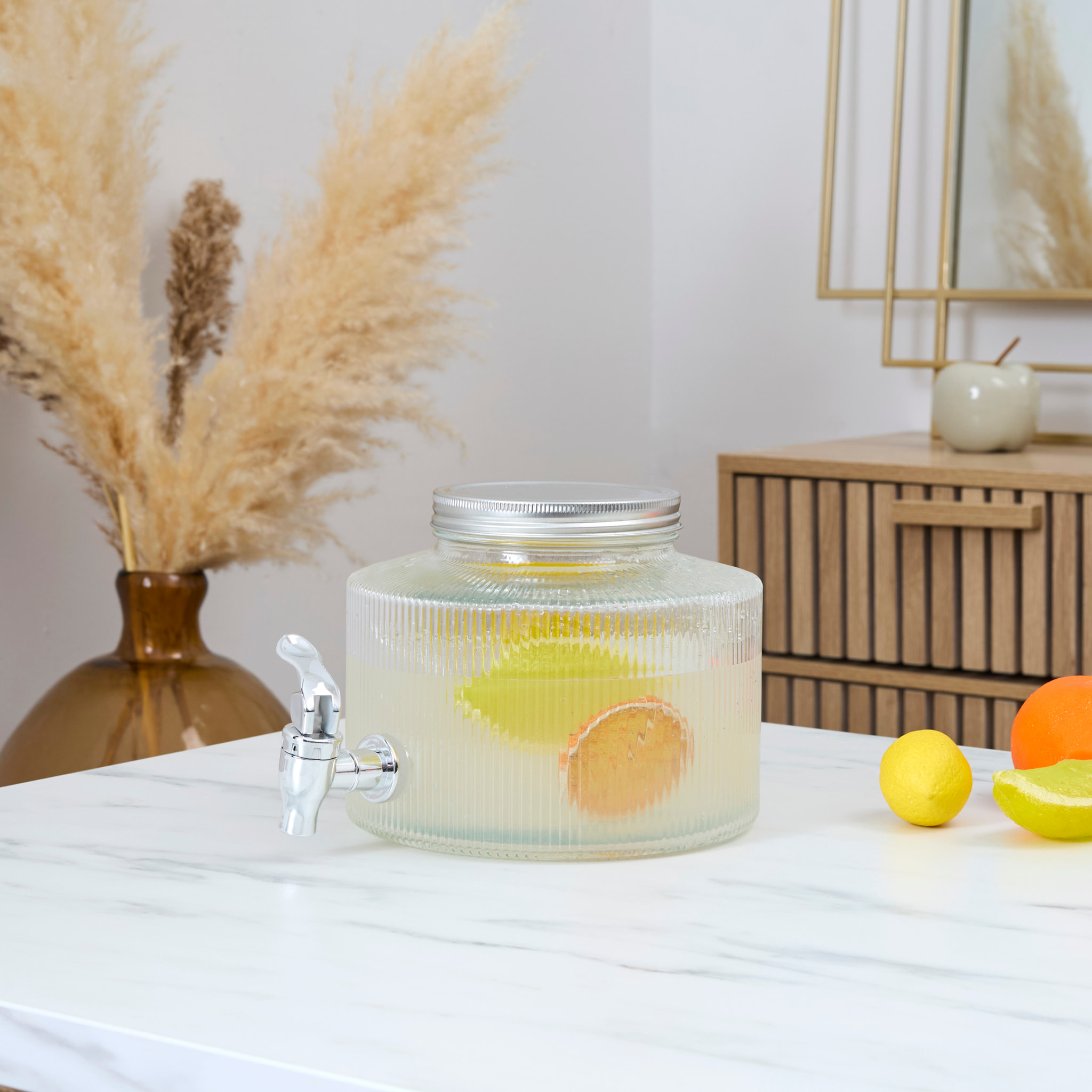Distributeur de Boisson - HOME DECO FACTORY - Design Strié - 2L - Transparent