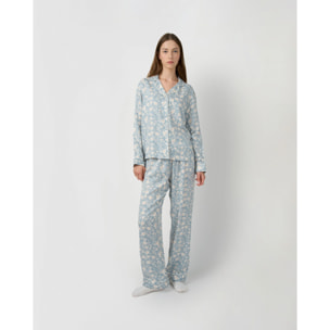 Pijama largo camisero viscosa rich azul verdoso