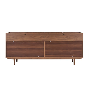 Buffet vintage finition bois foncé noyer 4 portes L180 cm SANAA