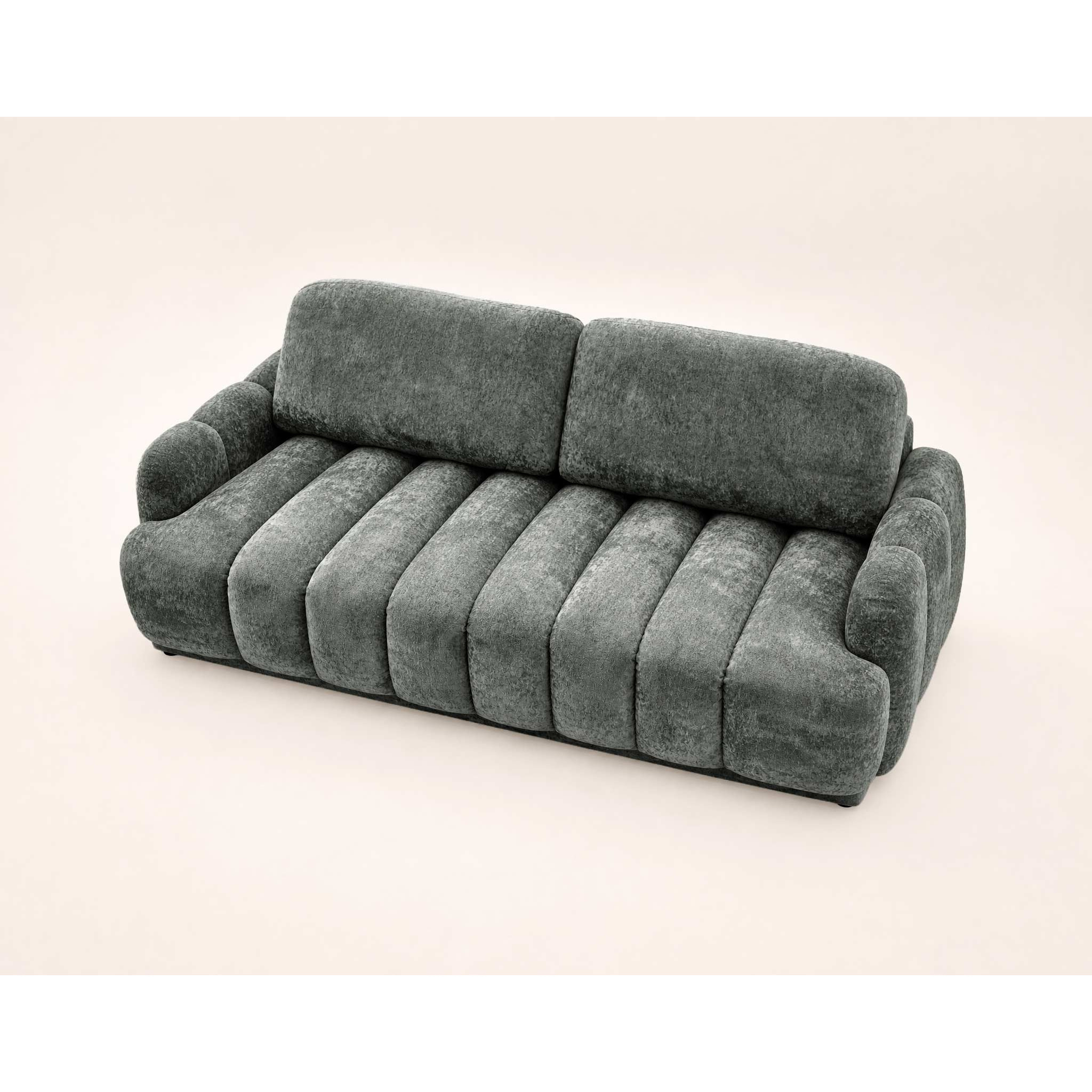 Silvia - Canapé droit 3 places convertible avec coffre - en tissu bouclette - Gris