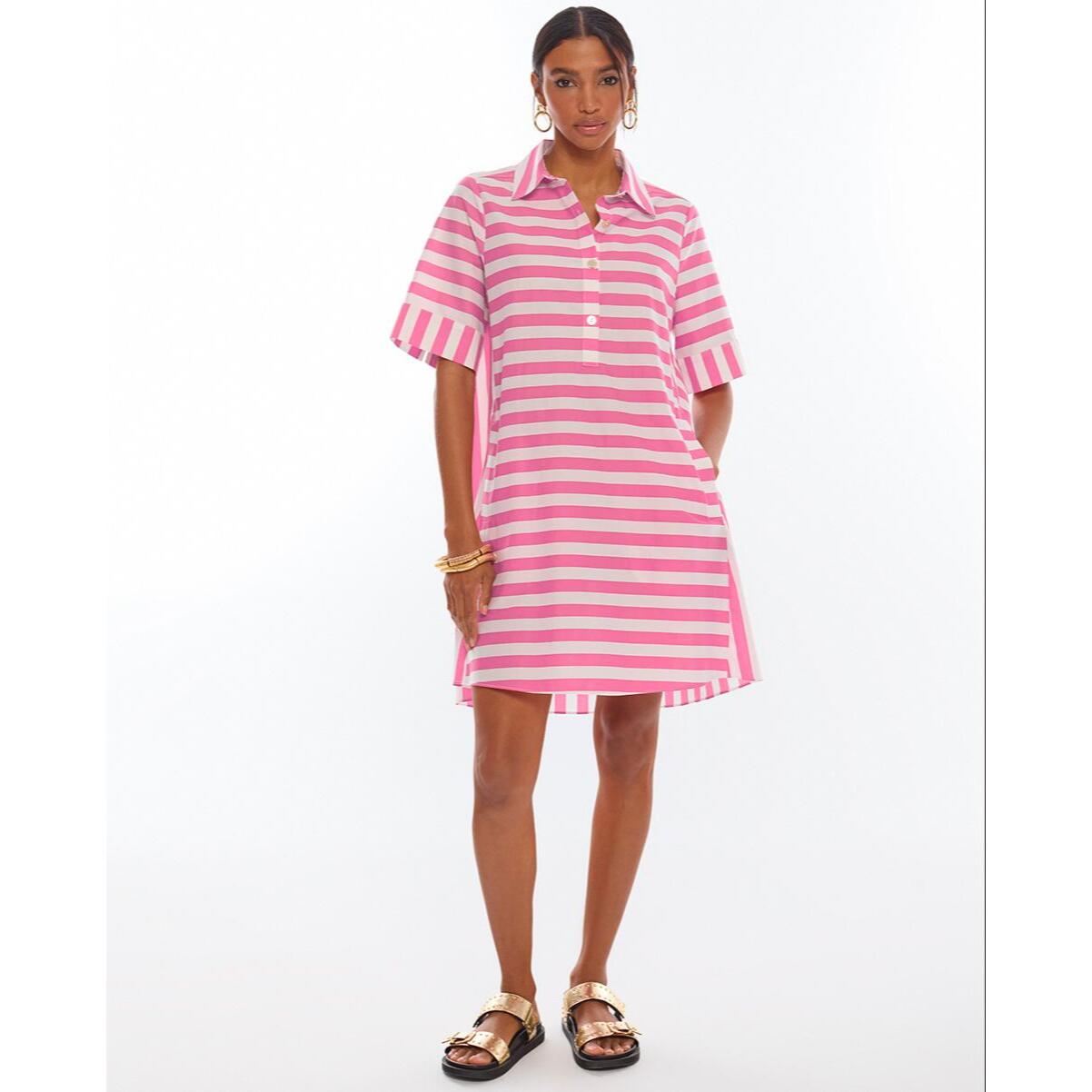 Abito corto in popeline a righe