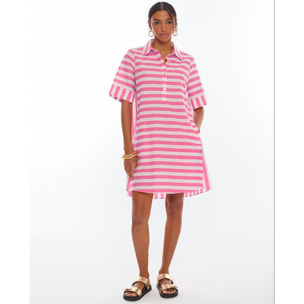 Abito corto in popeline a righe