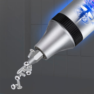 Destornillador eléctrico 40 en 1 con doble luz de trabajo, giro bidireccional, batería recargable de 350mAh, rotación de 170rpm y puntas magnéticas.