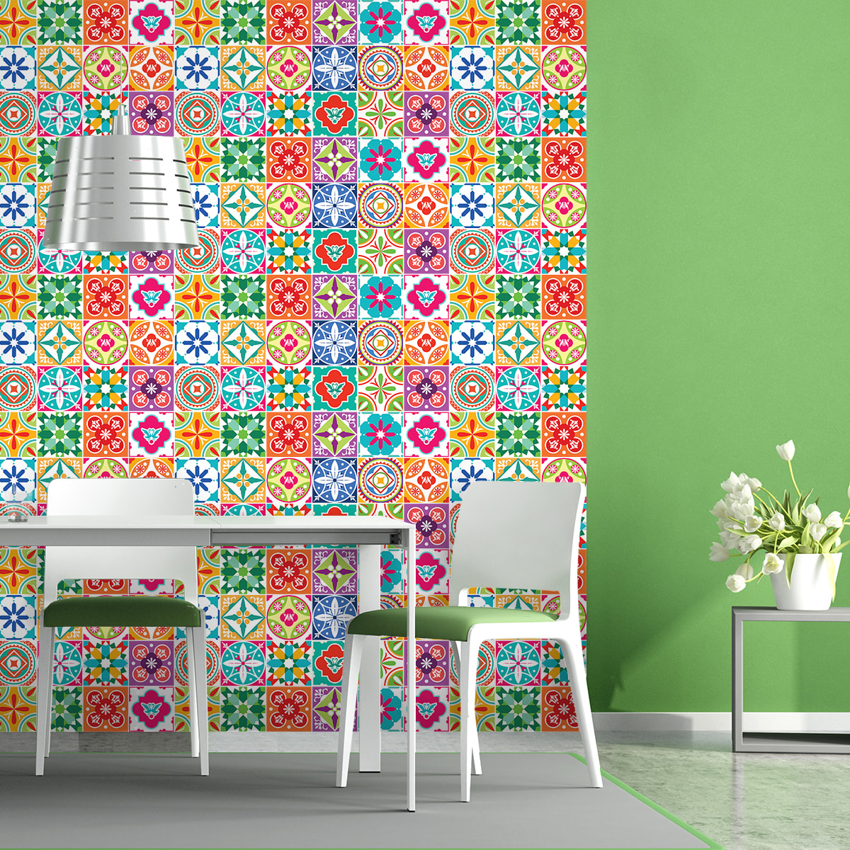 Stickers muraux - Sticker Mural Carrelage adhésif Cuisine Salle de Bain - 60 STICKERS CARREAUX DE CIMENT AZULEJOS CLARIA