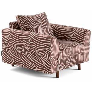 Rune - fauteuil zèbre en velours - Marron / Blanc