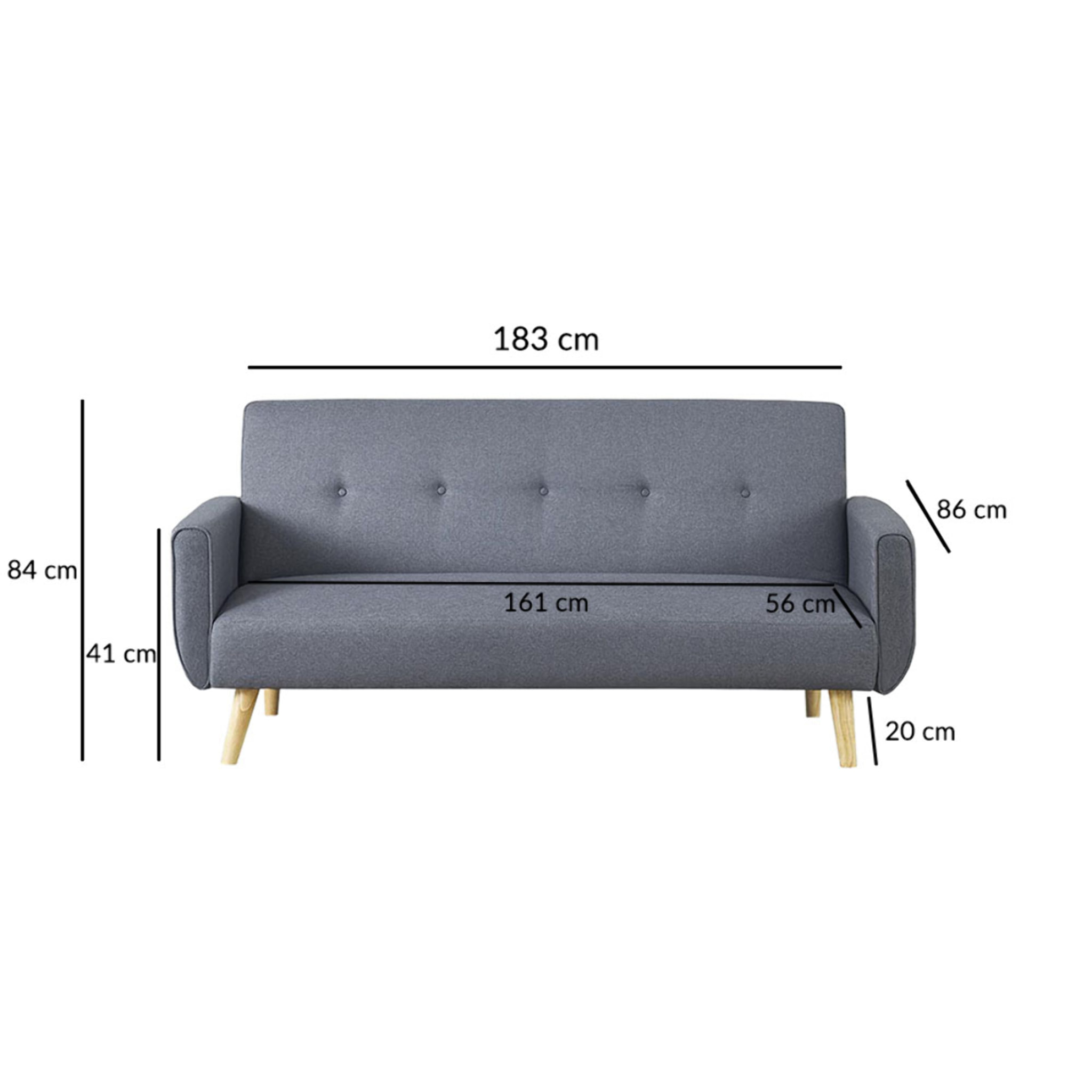 Canapé scandinave convertible 3 places en tissu bleu canard NAKSKOV