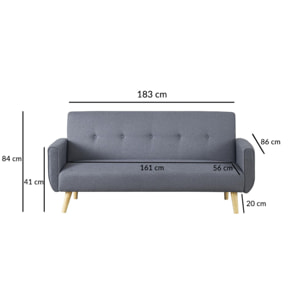 Canapé scandinave convertible 3 places en tissu bleu canard NAKSKOV