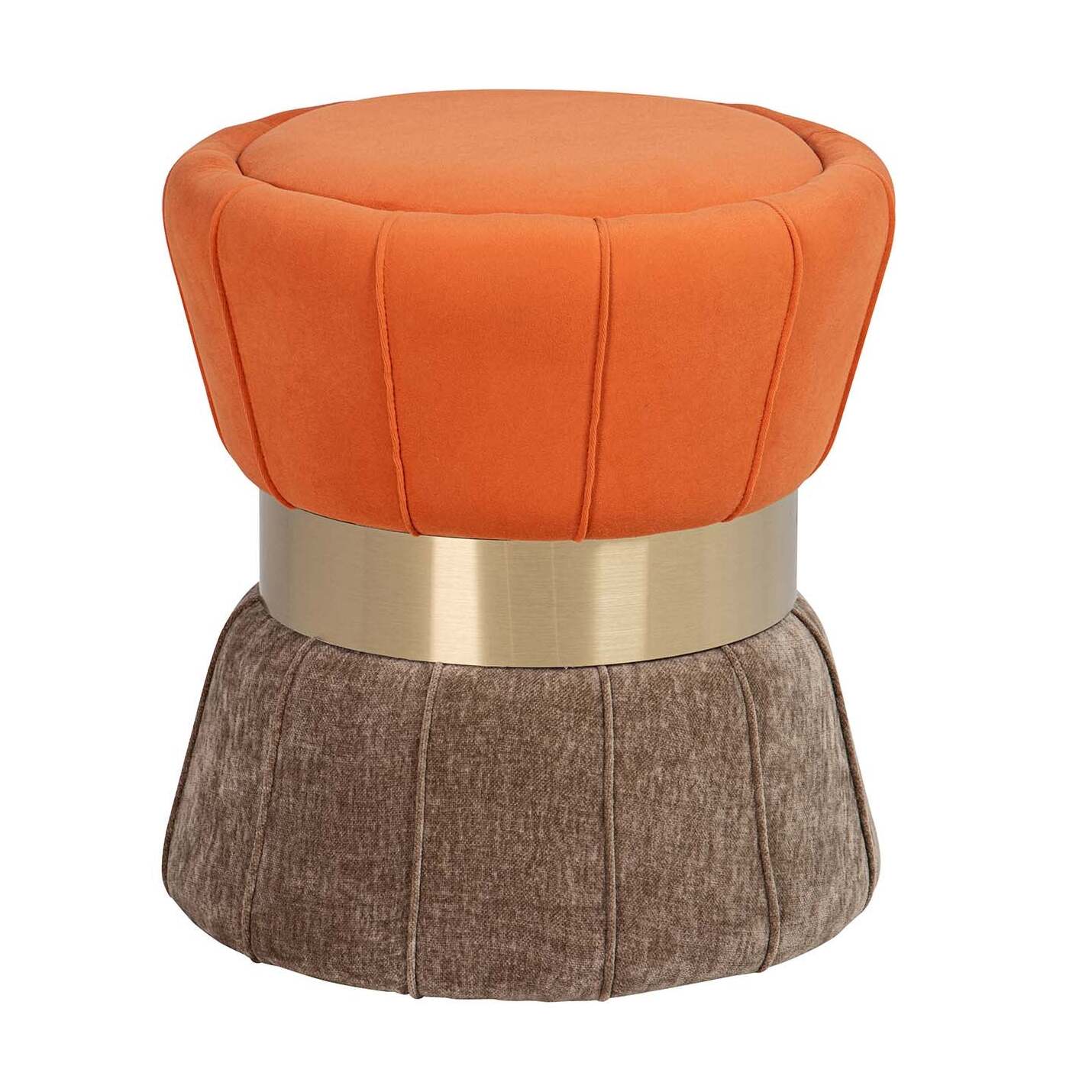 Puff Velvet Naranja Marron 40x40x44 Cm