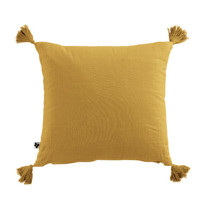 Coussin en gaze de coton 40 x 40 cm à pompons - 10 coloris - GAIA