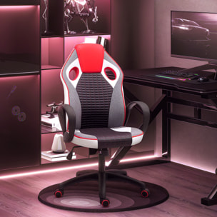 Silla Gaming Tapizada en PU y Malla Silla Gamer Giratoria con Función de Basculante Altura Ajustable para Hogar Oficina Estudio Multicolor