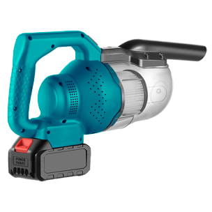 Aspirapolvere a mano da 300W con serbatoio da 700ml. Include 4 testine e 2 batterie da 15000mAh.