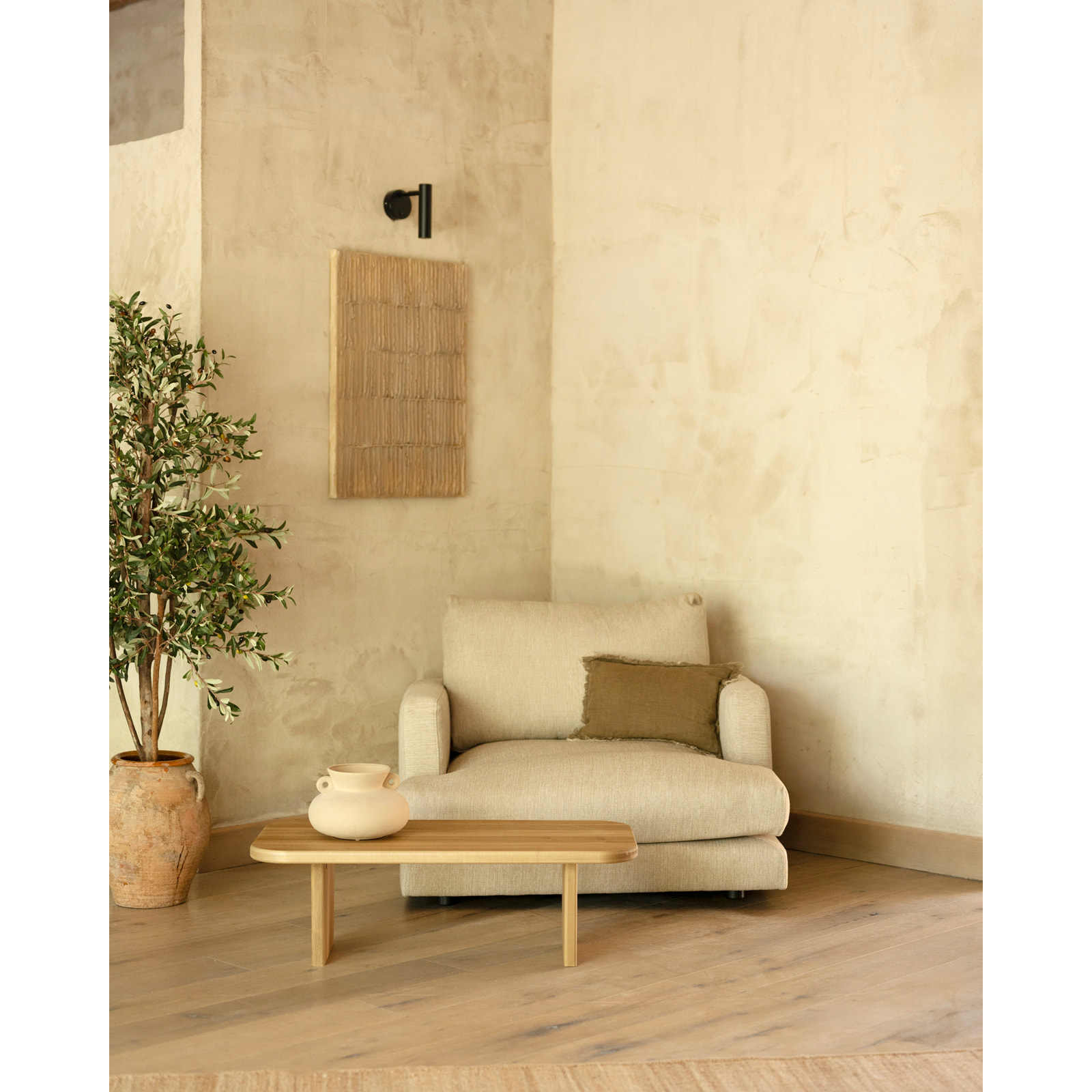 Table basse en bois massif de peuplier avec deux pieds de 95cm Hauteur: 30 Longueur: 95 Largeur: 45