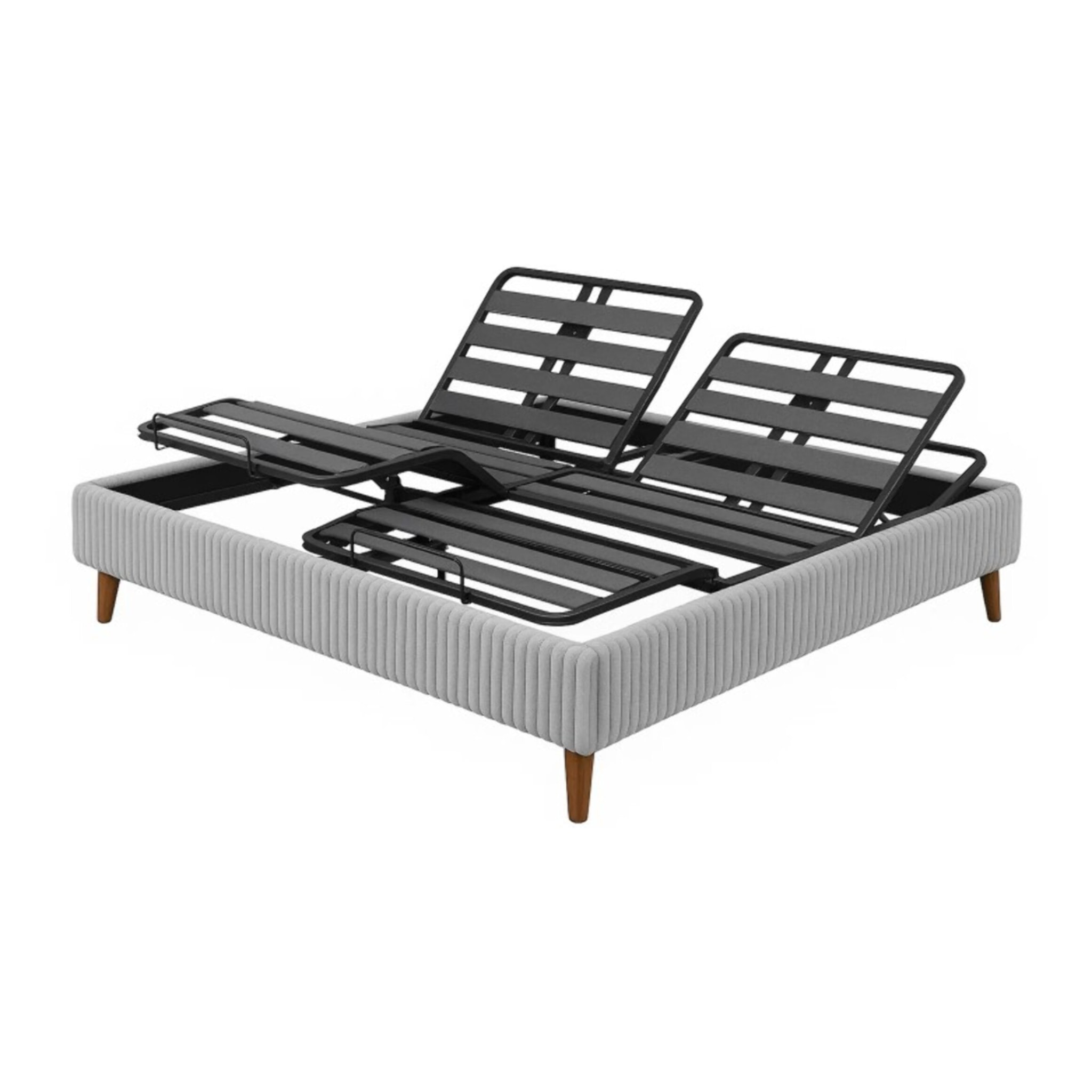 Lit électrique Ergoflex | Contour Velours Côtelé | Gris clair