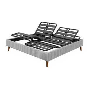 Lit électrique Ergoflex | Contour Velours Côtelé | Gris clair
