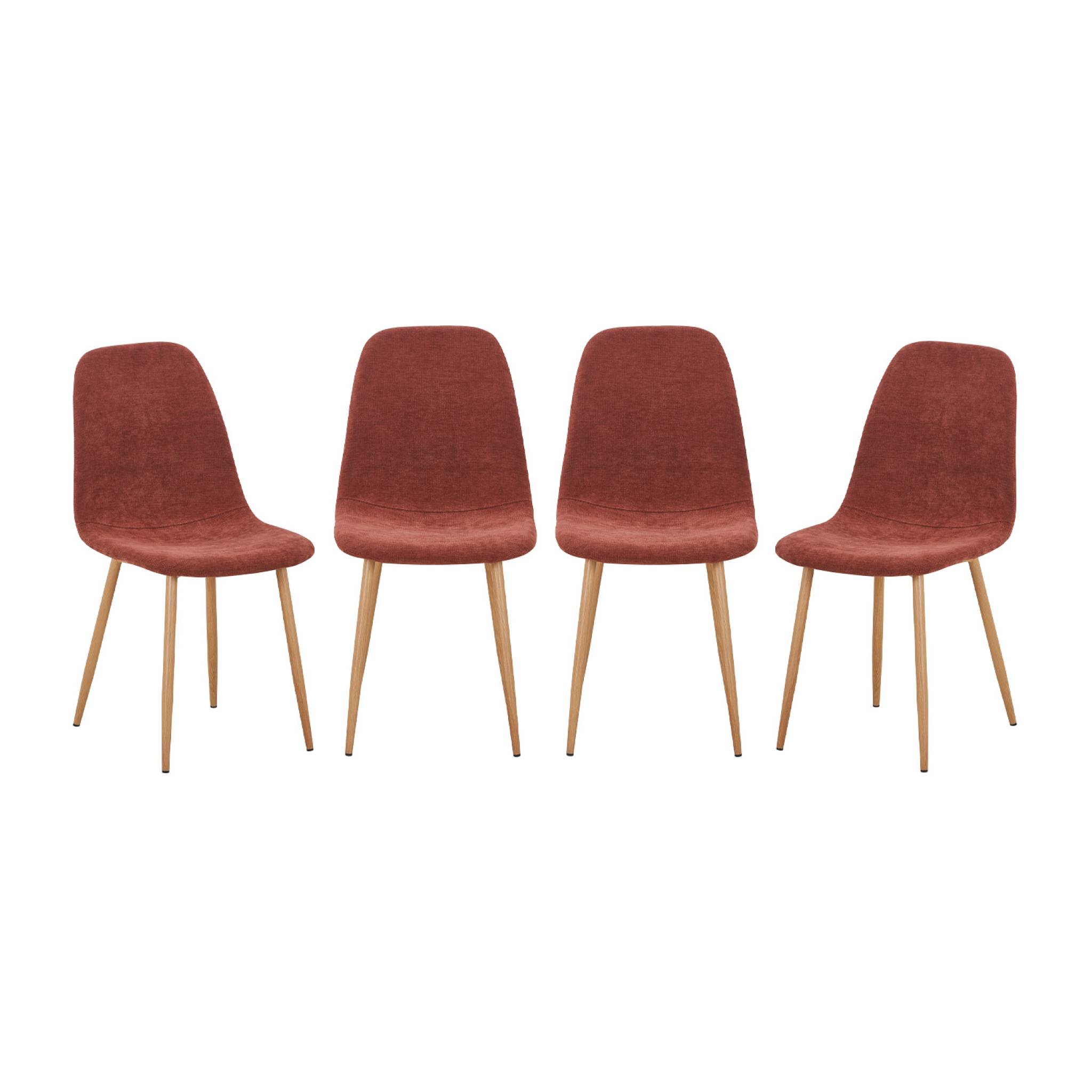 Chaise décor bois et tissu (lot de 4) VERA