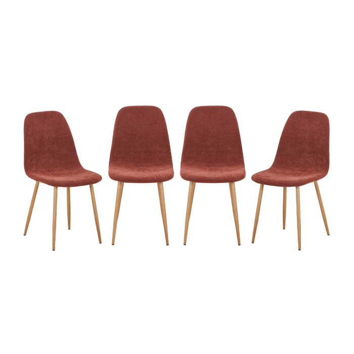Chaise décor bois et tissu (lot de 4) VERA
