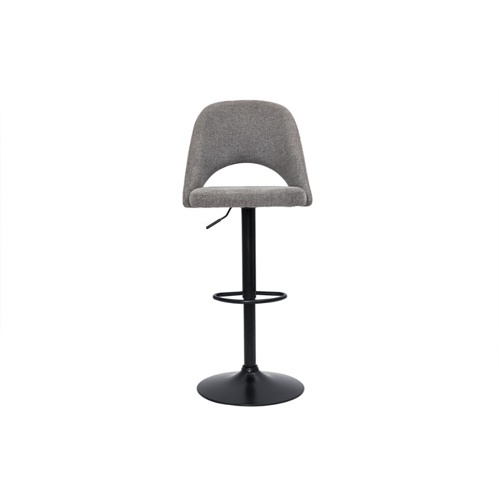 Tabourets de bar relevables tissu effet velours texturé gris et métal noir (lot de 2) COSETTE