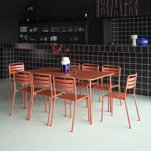 Table de jardin métal + 8 assises AMELIA