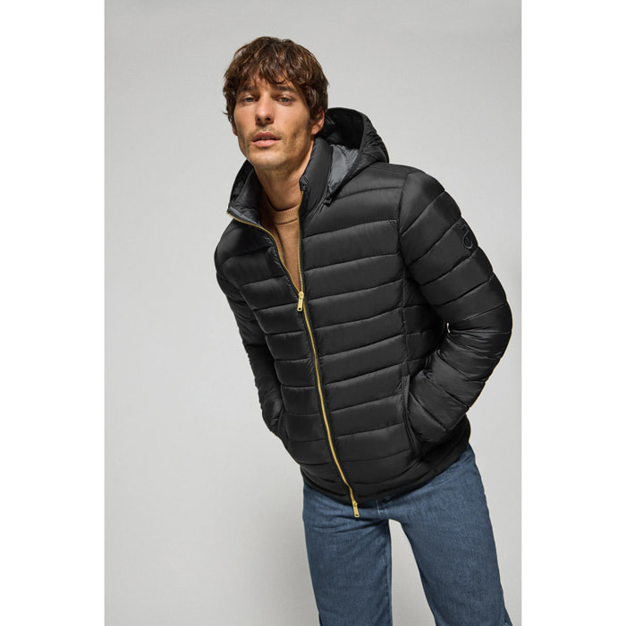 Giacca ultralight Corey nera con cappuccio rimovibile e ricamo PC