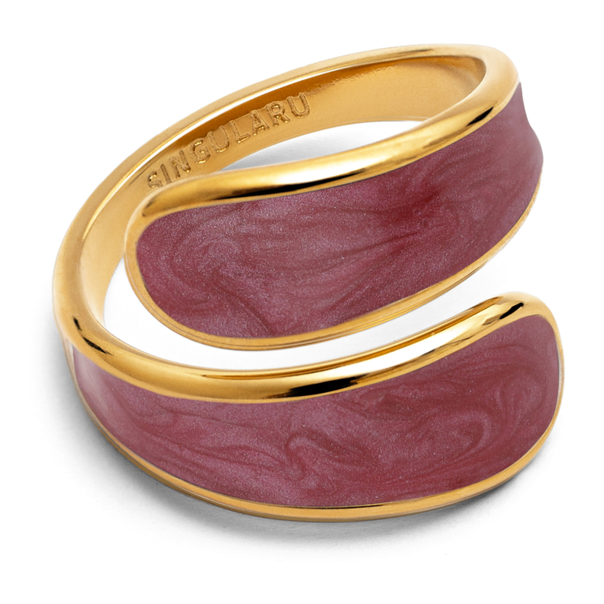 Anillo Abbraccio Granate Acero baño Oro