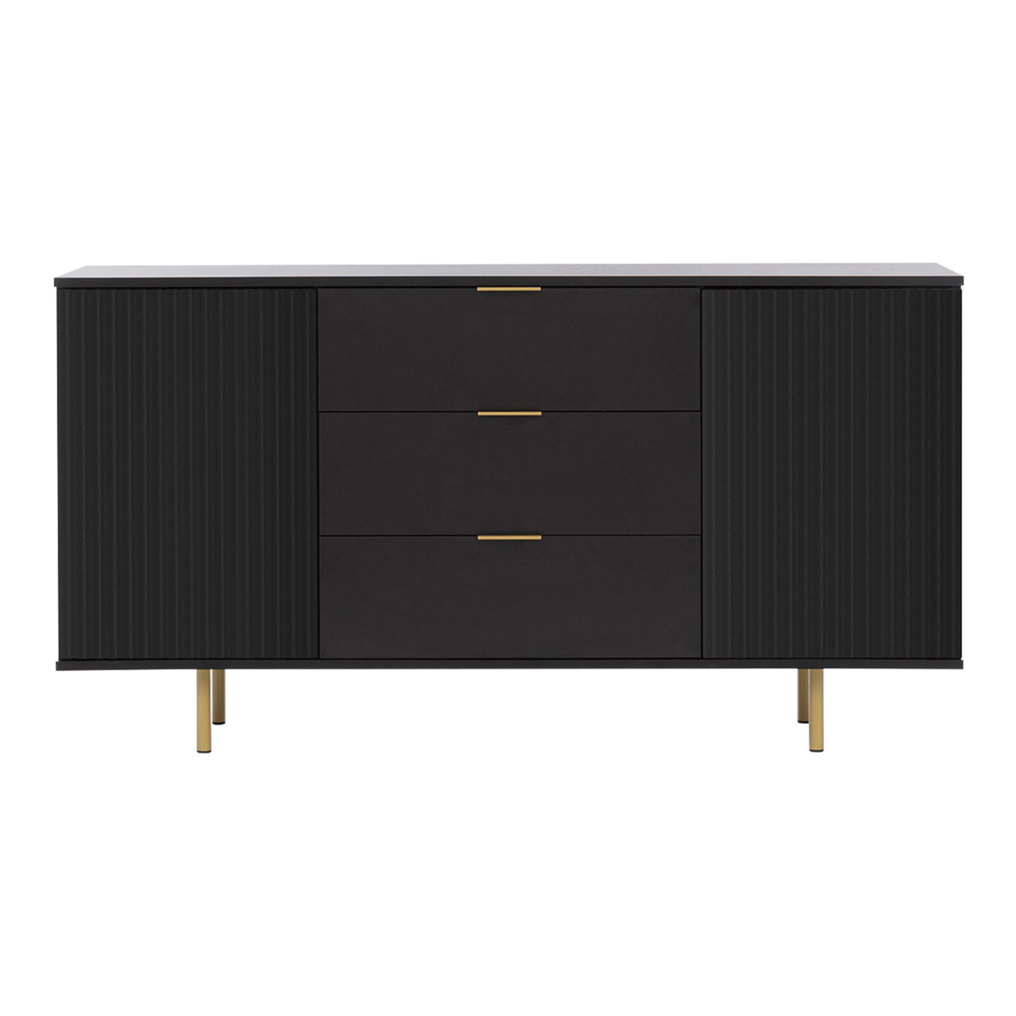 Monica - buffet - noir - 3 tiroirs et 2 portes - 150 cm - Noir