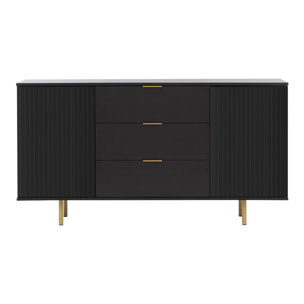 Monica - buffet - noir - 3 tiroirs et 2 portes - 150 cm - Noir