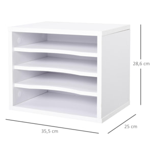 Vinsetto Organiseur bureau bois blanc avec 4 couches fournitures support d'imprimante dim. 35,5L x 25l x 28,6H cm