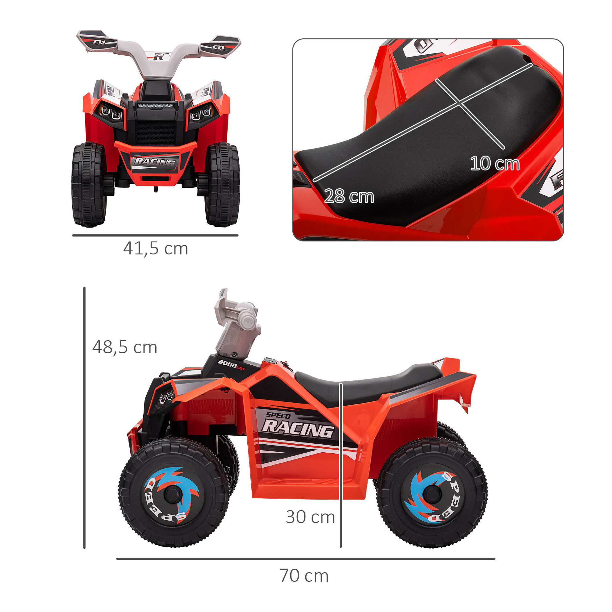 Quad électrique enfant V. max.  2,5 Km/h 6 V rouge