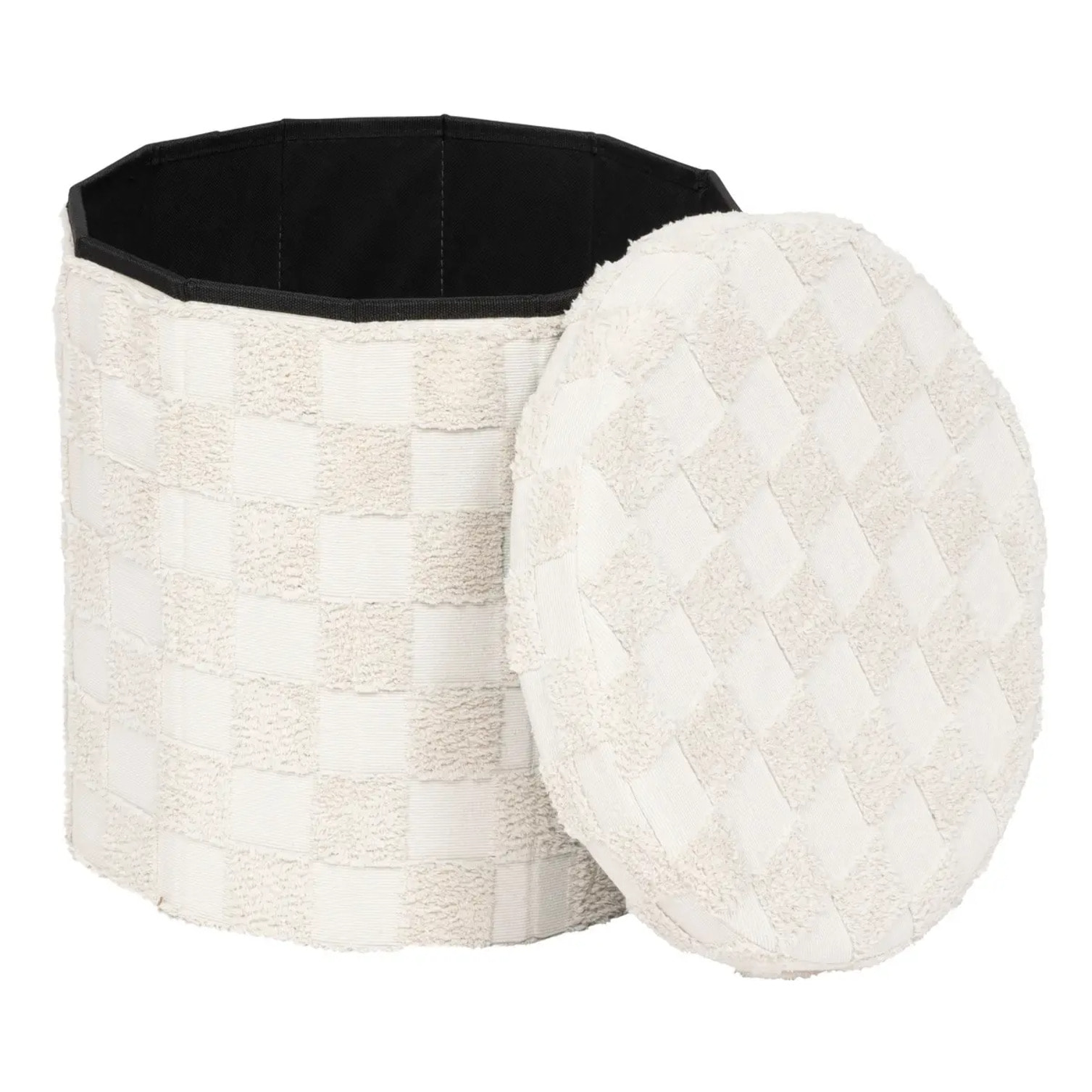 Pouf pliant "Pasti" blanc D38x38cm