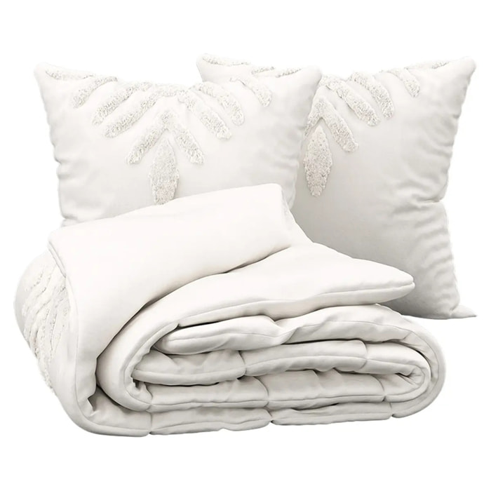 Parure de lit Inuit dreams coton blanc ivoire 240x220cm