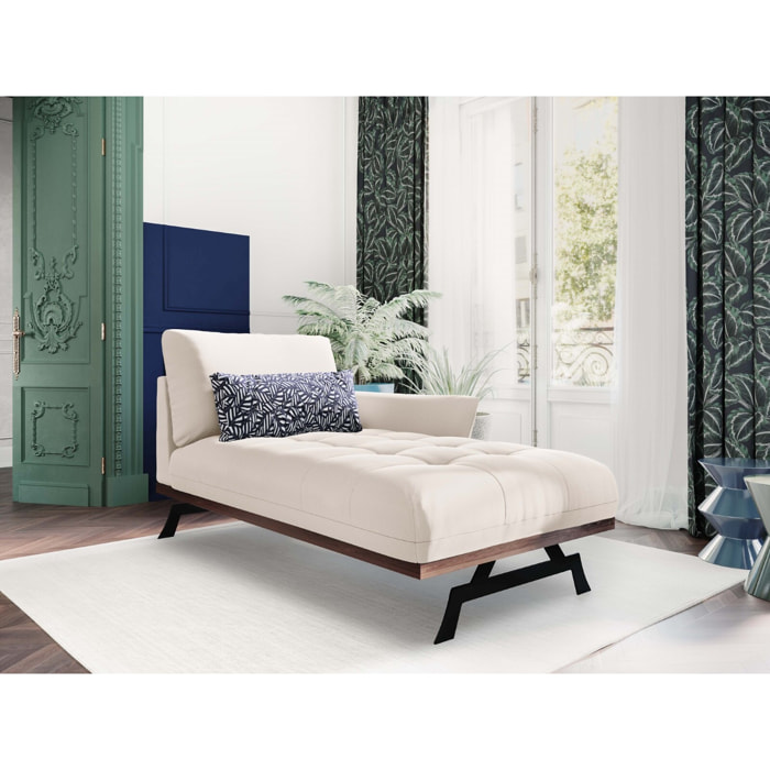 Méridienne droite "Olivier" en tissu structurel beige clair