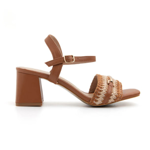 Sandalo crochet multicolore - MARRONE