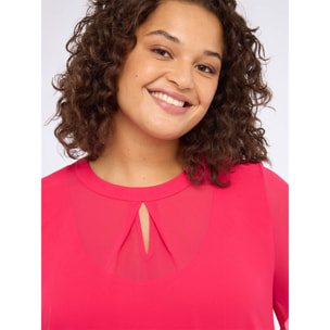 Fiorella Rubino - Camiseta bimatérica con abertura en gota - Fuchsia