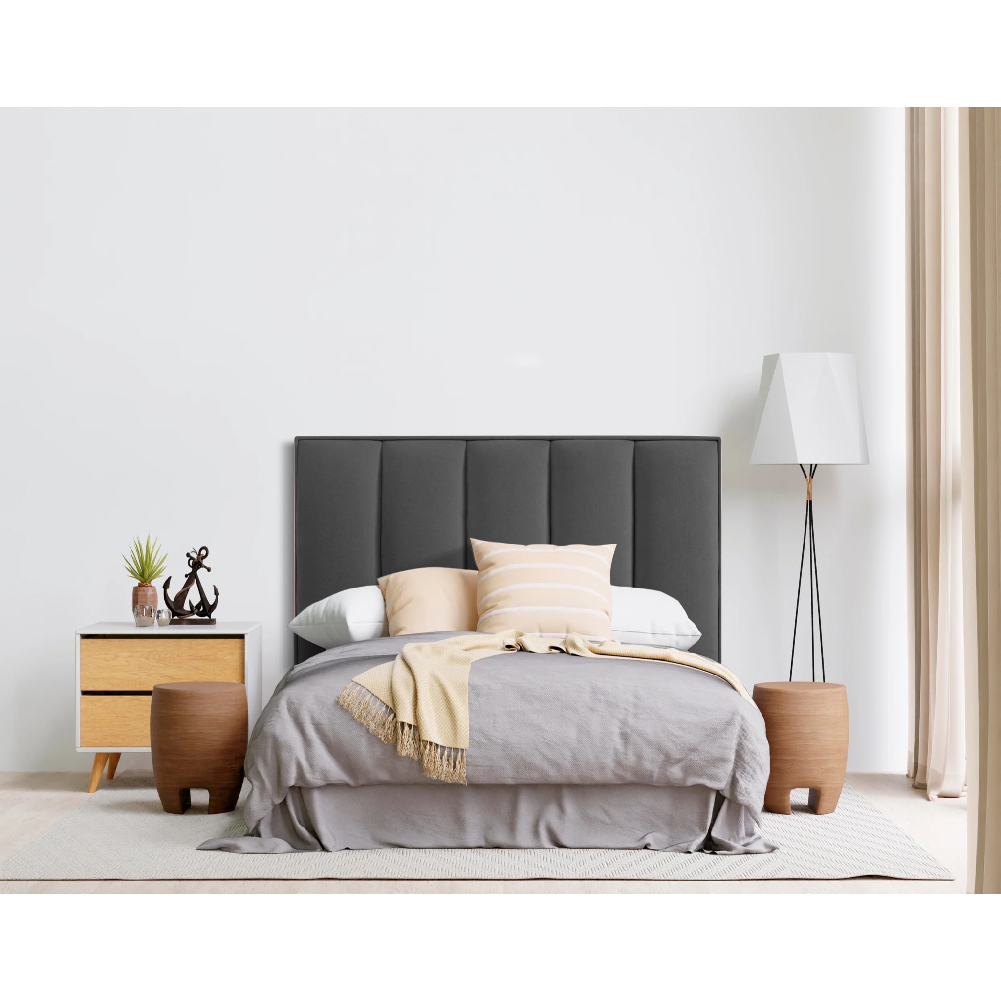 Cabecero de madera tapizado en tela para cama de 90 100x132