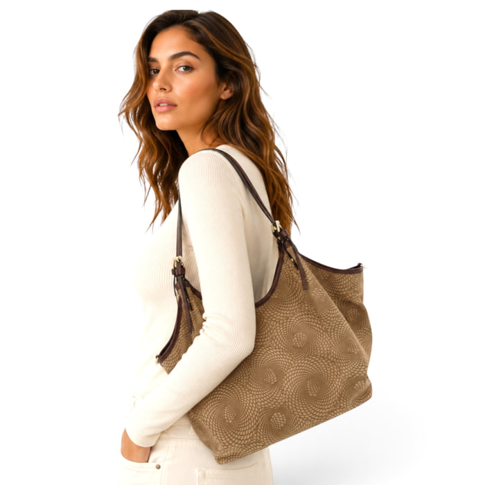 Borsa a Spalla Cheval Firenze Savanah Suede Taupe