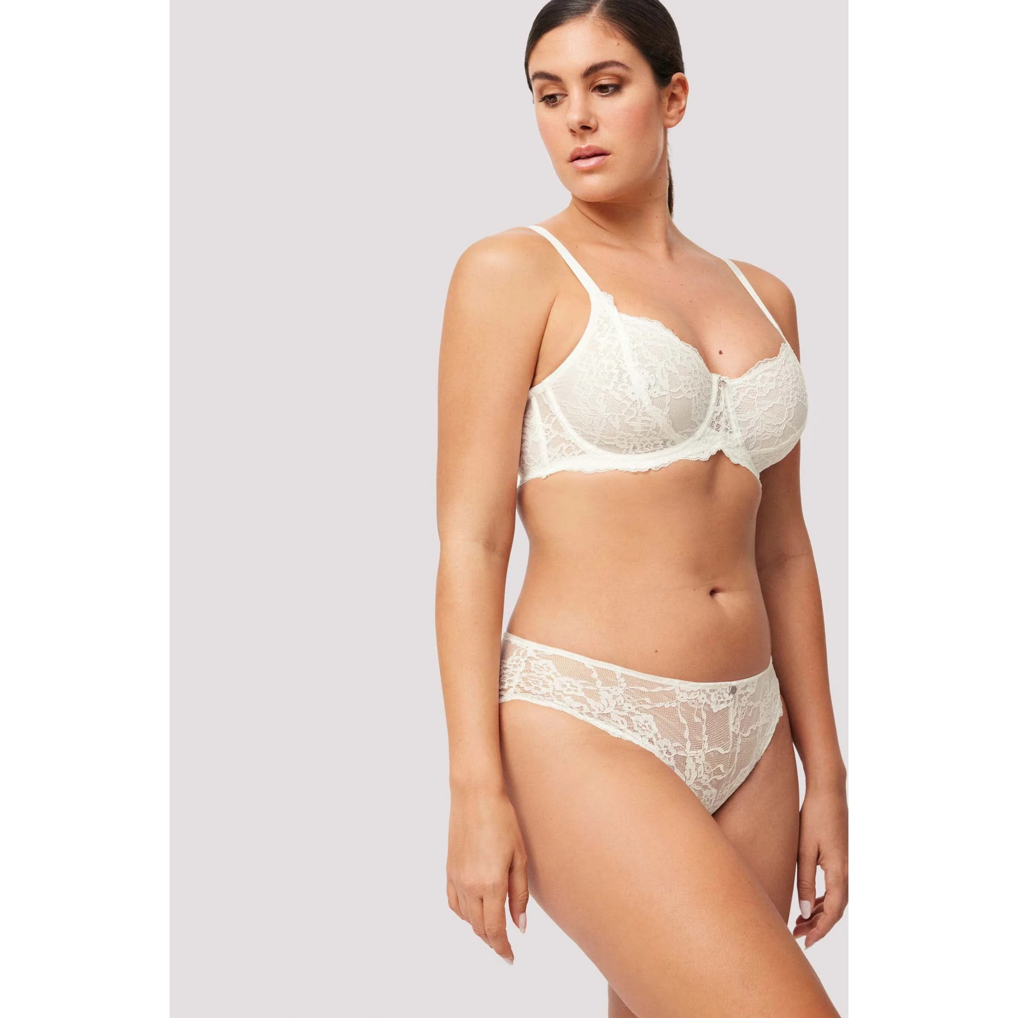 Slip midi in pizzo avorio