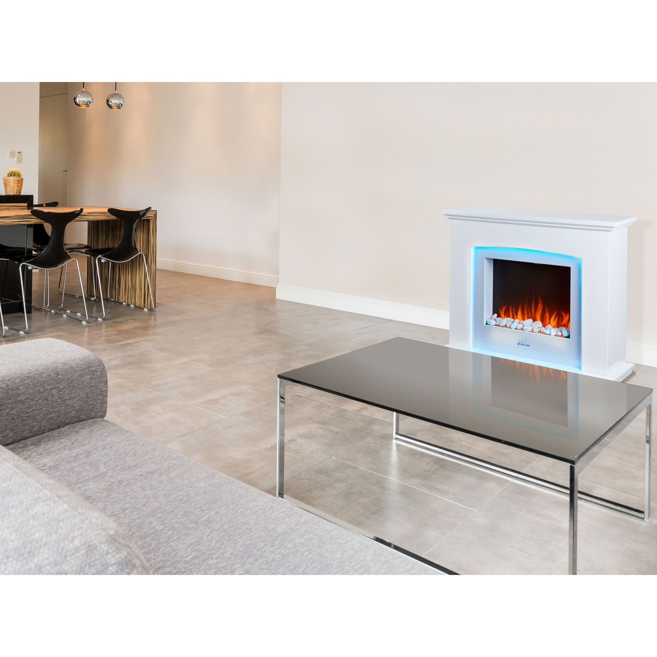Cheminée électrique murale 2kW en acier laqué blanc