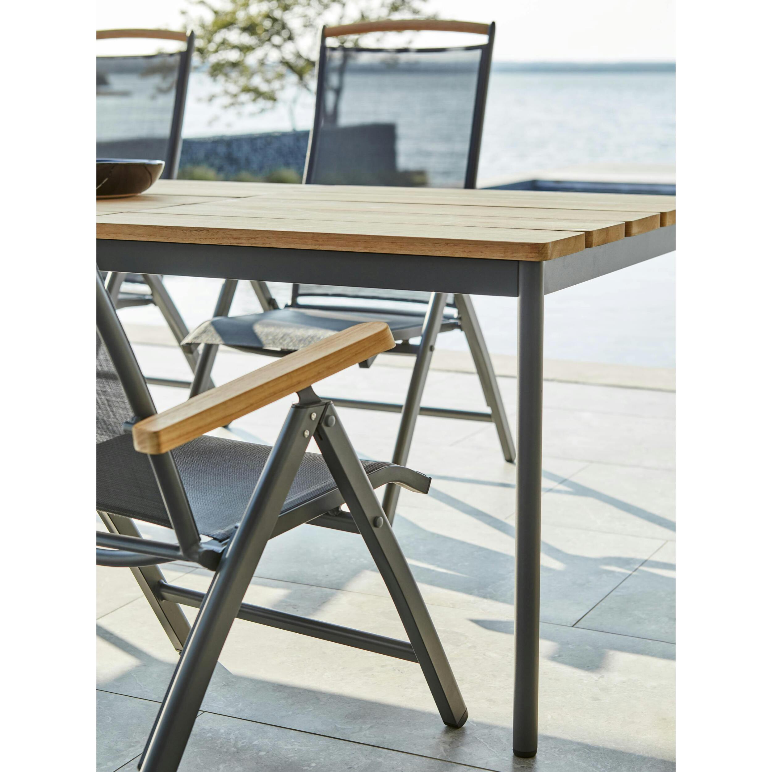 Table de jardin en aluminium gris ardoise et teck 238 cm OSLO