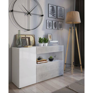 Credenza moderna con 2 ante e 1 cassetto, 130 x 41 x 81, Bianco