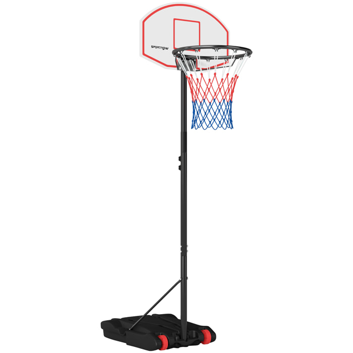 Canasta de Baloncesto para Exterior con Tablero de Dardos Aro de Baloncesto Portátil con Altura Ajustable 210-247 cm Ruedas Base Rellenable para Adolescentes y Adulto Negro