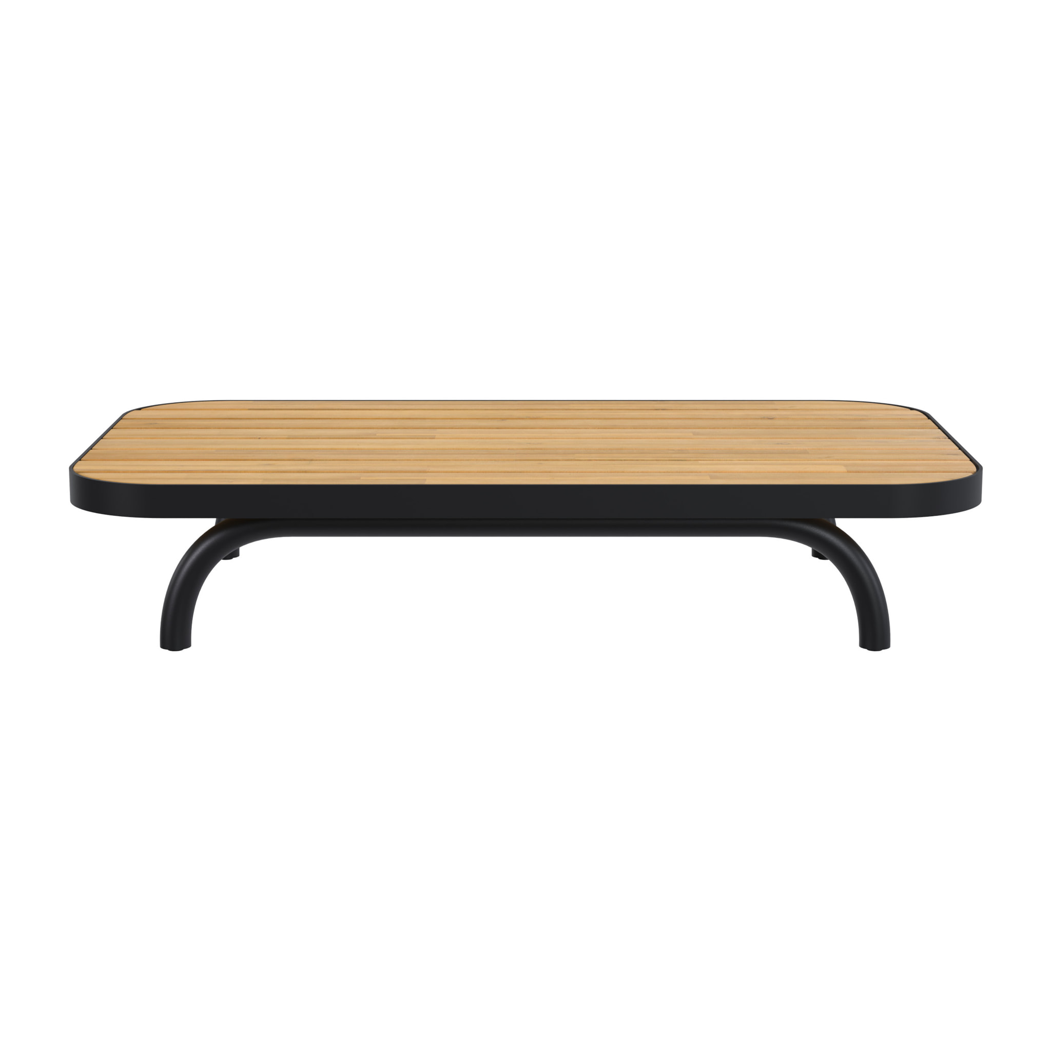 Table basse de jardin en bois d'acacia et pieds en métal noir - Samba