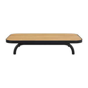 Table basse de jardin en bois d'acacia et pieds en métal noir - Samba