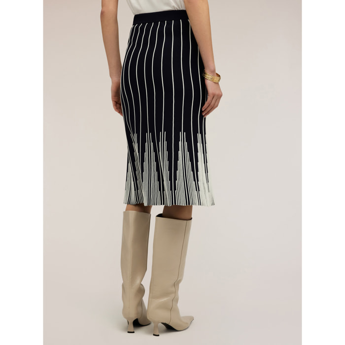 Motivi - Falda midi plisada a rayas - Azul