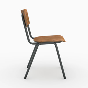 Lot de 2 chaises écolier empilables en bois foncé - Clem