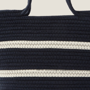 Capazo playa cuerda algodón Aixa color azul oscuro