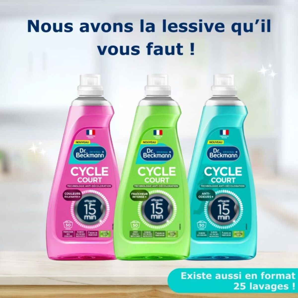 Lessive DR BECKMANN Liquide Cycle Court - Anti-odeurs x50 lavages