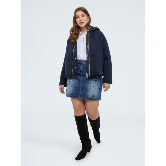 Fiorella Rubino - Minigonna in denim con applicazioni - Blu