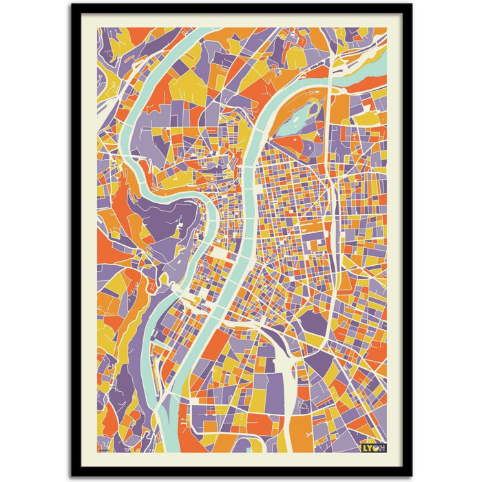 Affiche - Lyon Rainbow map - Muzungu