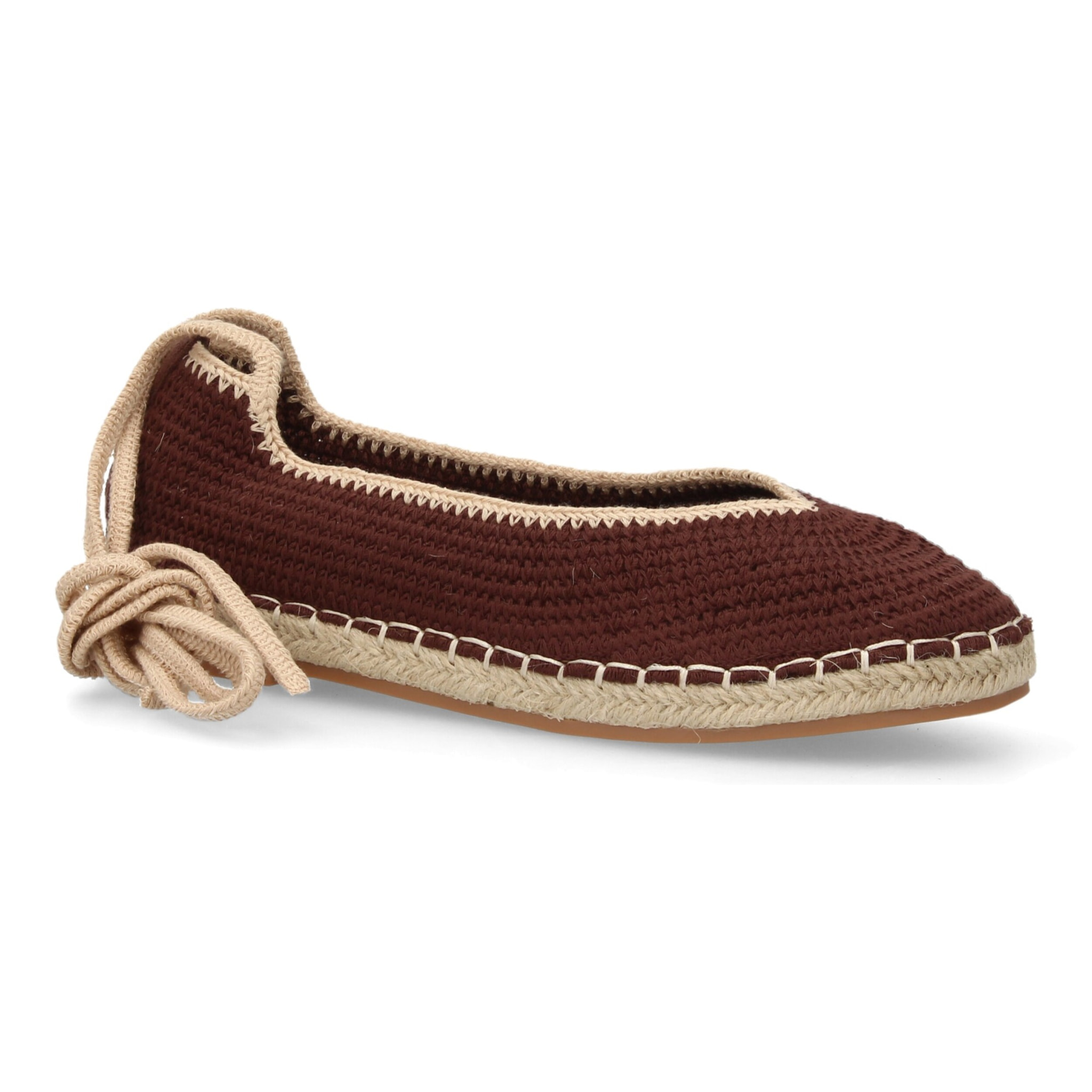 Alpargata plana mujer tejido flexible con cordones